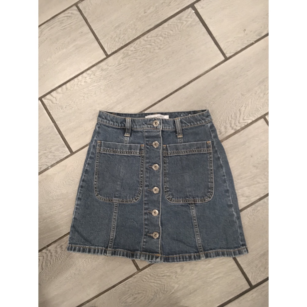 Melrose and Market Denim A-Line Button Front Skirt Size 25